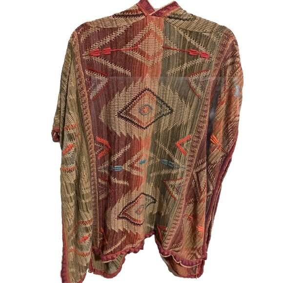 Polo Ralph Lauren Southwest Silk Linen Knit Wrap Poncho Wrap Sweater Small $598 - Picture 3 of 8